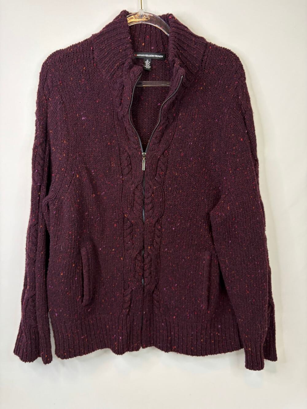 Vintage Company Ellen Tracy Wool Blend Full Zip Cardigan Sweater Plus Size 1X